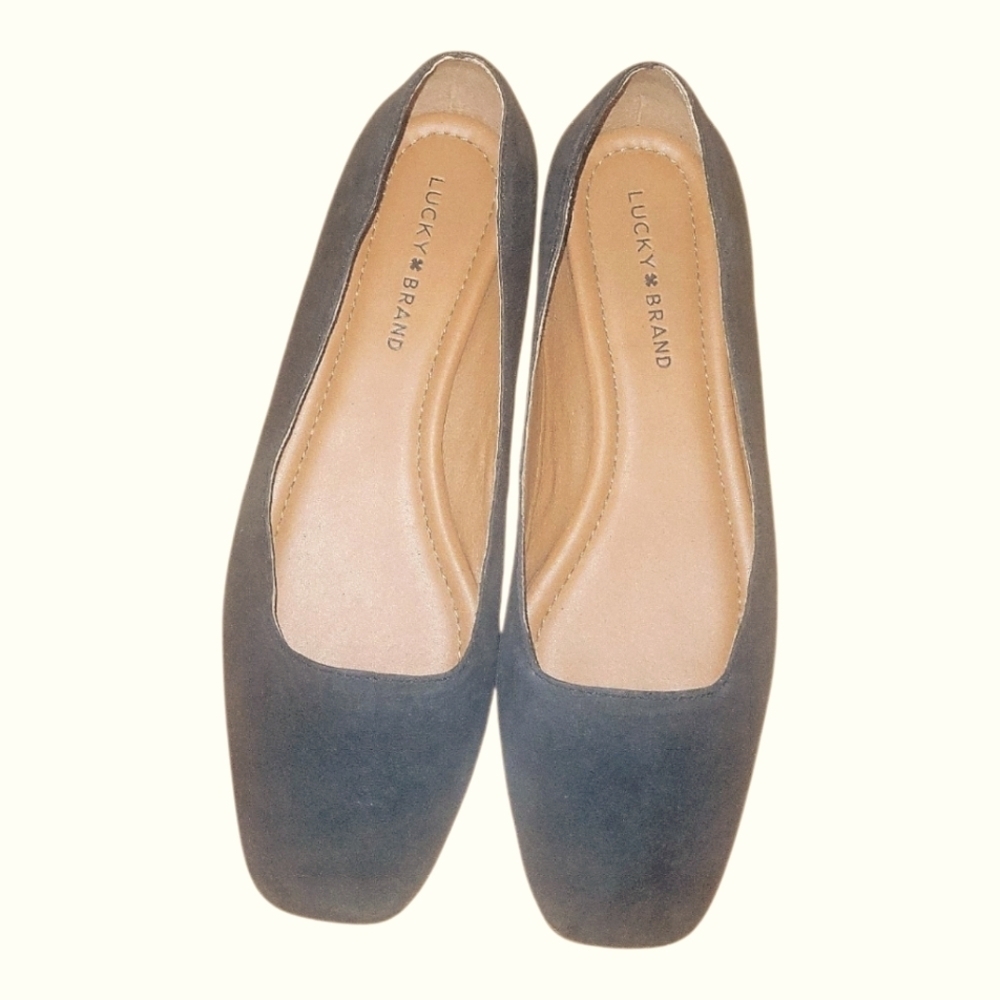 Lucky Brand Women's Black Square Toes Business Career Slip On Ballet Flats 9 1/2